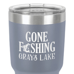 Gone Fishing 30 oz Stainless Steel Tumbler - Grey - Double-Sided (Personalized)