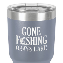 Gone Fishing 30 oz Stainless Steel Tumbler - Grey - Single-Sided (Personalized)