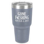 Gone Fishing 30 oz Stainless Steel Tumbler - Grey - Single-Sided (Personalized)