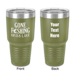 Gone Fishing 30 oz Stainless Steel Tumbler - Olive - Double-Sided (Personalized)