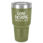 Gone Fishing 30 oz Stainless Steel Tumbler - Olive - Single-Sided (Personalized)