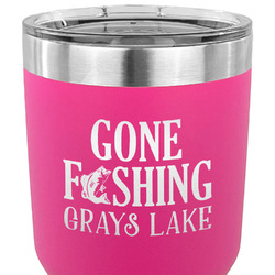 Gone Fishing 30 oz Stainless Steel Tumbler - Pink - Single Sided (Personalized)