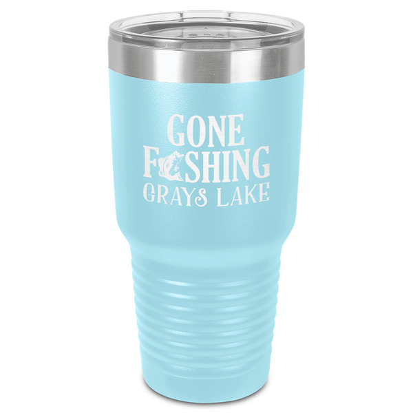 Custom Gone Fishing 30 oz Stainless Steel Tumbler - Teal - Single-Sided (Personalized)