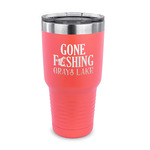 Gone Fishing 30 oz Stainless Steel Tumbler - Coral - Single Sided (Personalized)