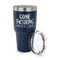 Gone Fishing 30 oz Stainless Steel Ringneck Tumblers - Navy - LID OFF