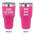 Gone Fishing 30 oz Stainless Steel Tumbler - Pink - Double Sided (Personalized)
