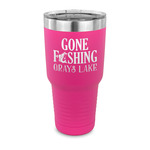 Gone Fishing 30 oz Stainless Steel Tumbler - Pink - Single Sided (Personalized)