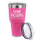 Gone Fishing 30 oz Stainless Steel Ringneck Tumblers - Pink - LID OFF