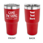 Gone Fishing 30 oz Stainless Steel Tumbler - Red - Double Sided (Personalized)