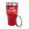 Gone Fishing 30 oz Stainless Steel Ringneck Tumblers - Red - LID OFF