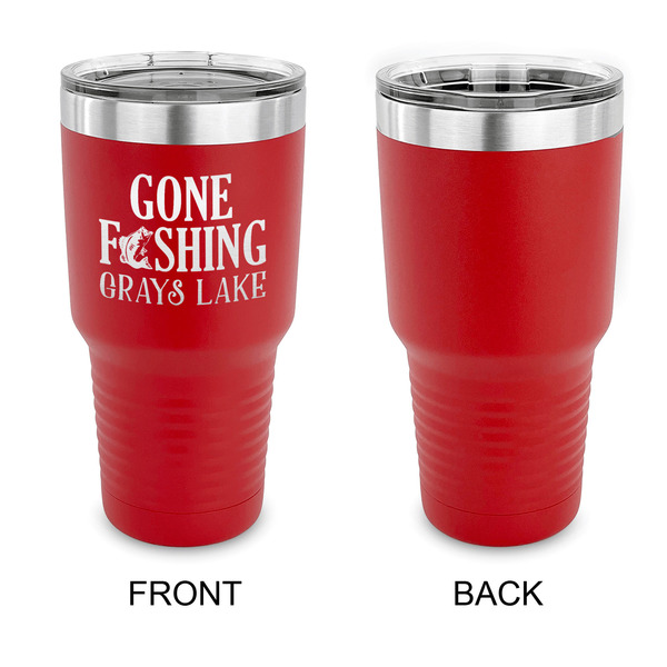 Gone Fishing 30 oz Stainless Steel Ringneck Tumblers - Red - Single Sided - APPROVAL
