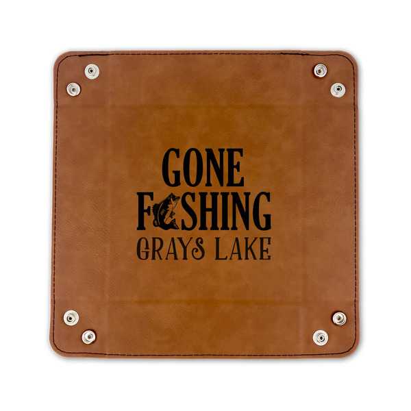 Gone Fishing 6" x 6" Leatherette Snap Up Tray - FLAT FRONT
