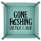 Gone Fishing 9" x 9" Teal Leatherette Snap Up Tray - FOLDED