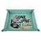 Gone Fishing 9" x 9" Teal Leatherette Snap Up Tray - STYLED