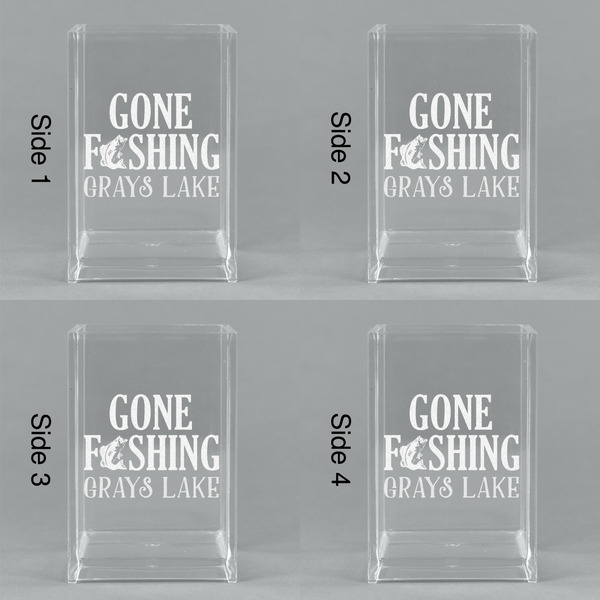 Gone Fishing Acrylic Pen Holder - All Sides