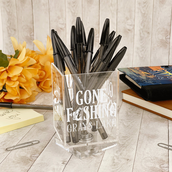 Gone Fishing Acrylic Pencil Holder - IN CONTEXT