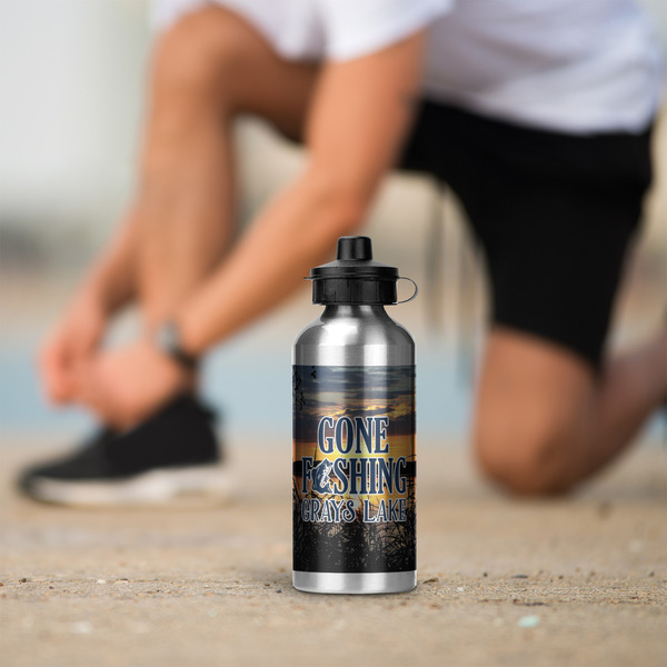 Gone Fishing Aluminum Water Bottle - Silver LIFESTYLE