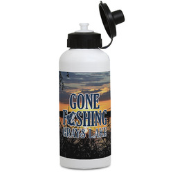 Gone Fishing Water Bottles - Aluminum - 20 oz - White (Personalized)