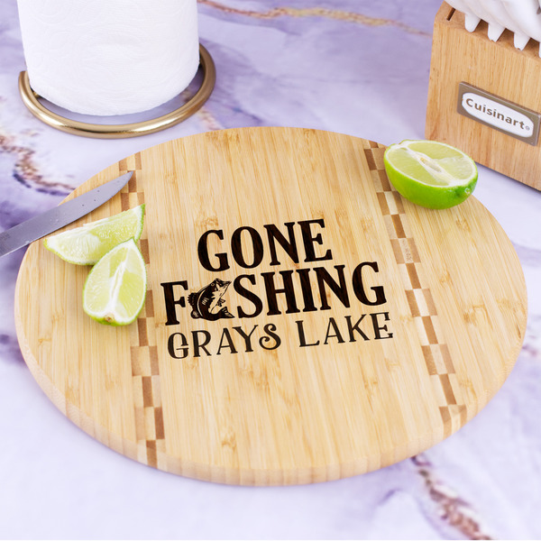 Gone Fishing Bamboo Cutting Board - In Context