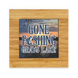 Gone Fishing Bamboo Trivet with Ceramic Tile Insert (Personalized)