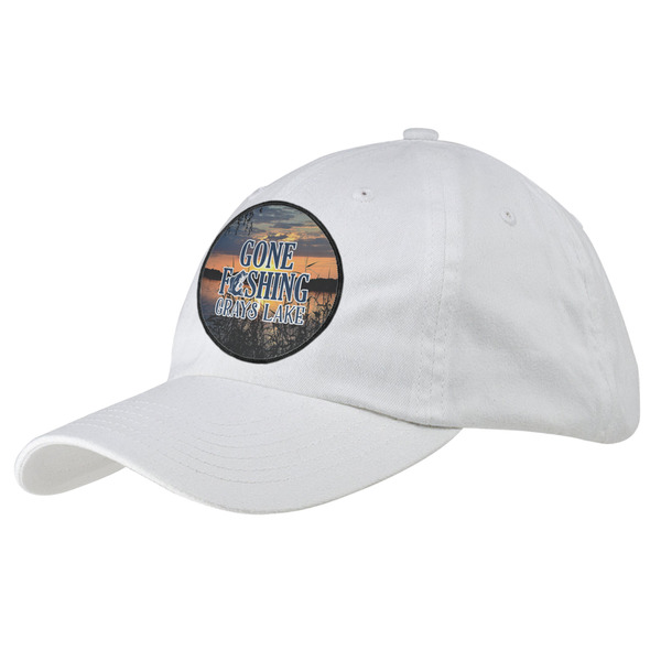 Custom Gone Fishing Baseball Cap - White (Personalized)