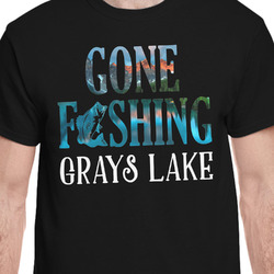 Gone Fishing T-Shirt - Black - Small (Personalized)