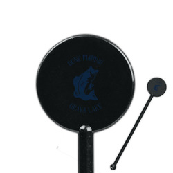 Gone Fishing 5.5" Round Plastic Stir Sticks - Black - Single Sided (Personalized)