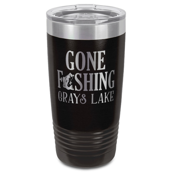 Gone Fishing Black Polar Camel Tumbler - 20oz - Front