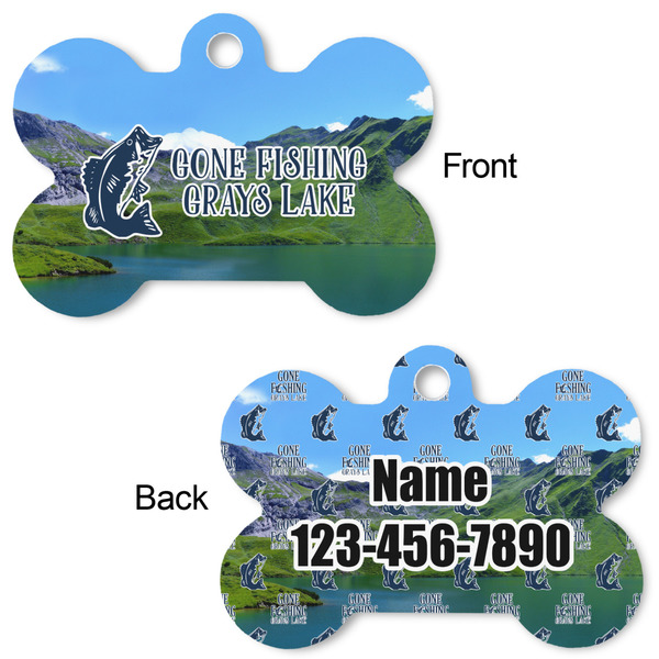 Gone Fishing Bone Shaped Dog ID Tag - Large - Approval