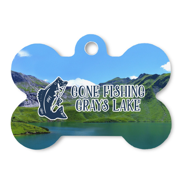 Custom Gone Fishing Bone Shaped Dog ID Tag - Large (Personalized)