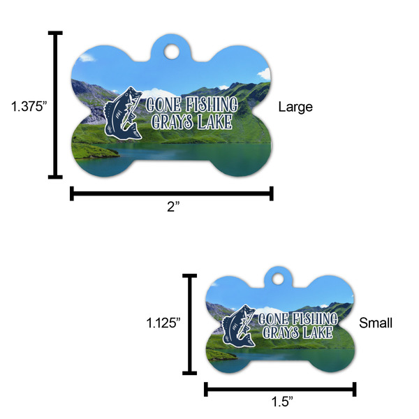 Gone Fishing Bone Shaped Dog ID Tag - Large - Scale