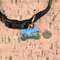 Gone Fishing Bone Shaped Dog ID Tag - Small - In Context