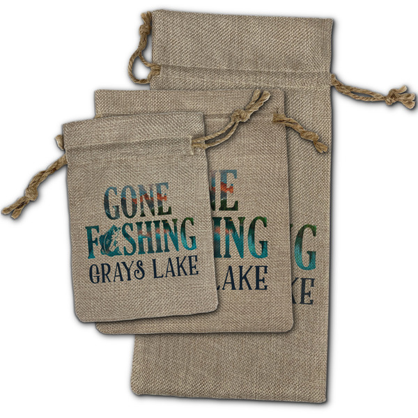 Gone Fishing Burlap Gift Bags - (PARENT MAIN) All Three