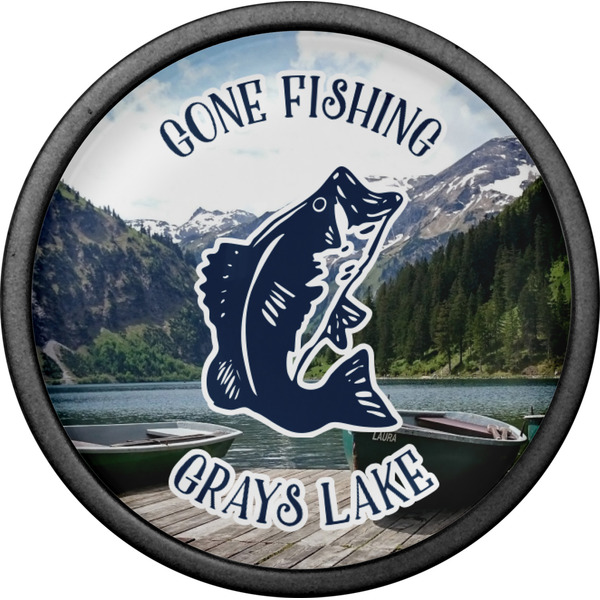 Gone Fishing Cabinet Knob - Black - Front