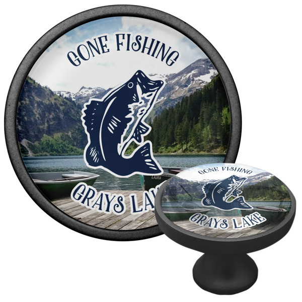 Gone Fishing Cabinet Knob - Black - Multi Angle