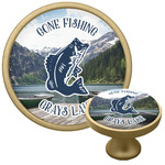 Gone Fishing Cabinet Knob - Gold (Personalized)