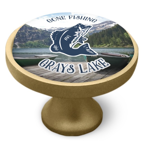 Gone Fishing Cabinet Knob - Gold - Side