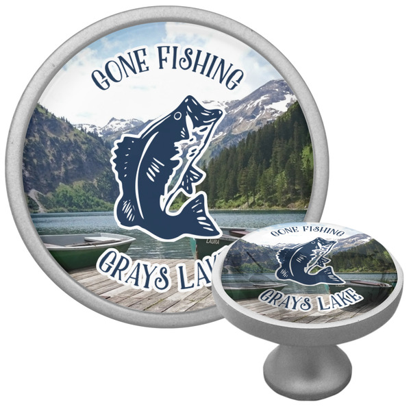Custom Gone Fishing Cabinet Knob (Silver) (Personalized)