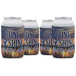 Gone Fishing Can Cooler (12 oz) - Set of 4 w/ Name or Text