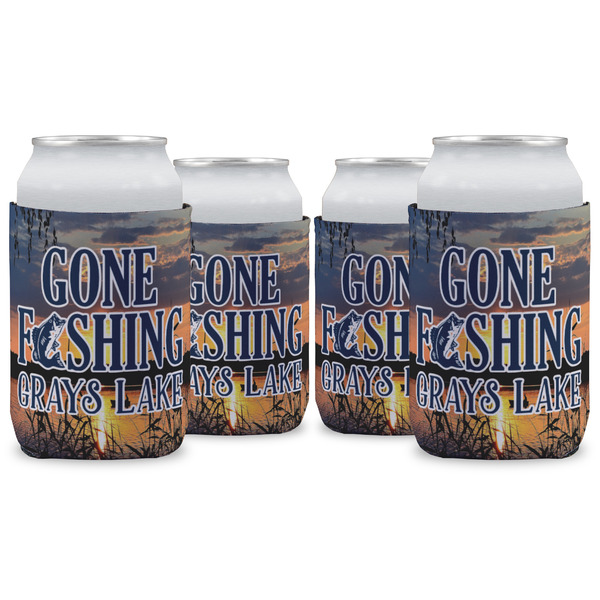 Custom Gone Fishing Can Cooler (12 oz) - Set of 4 w/ Name or Text