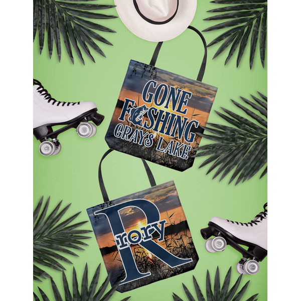 Gone Fishing Canvas Tote Lifestyle Front and Back