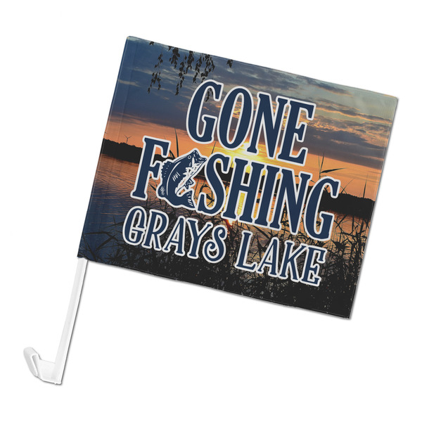 Custom Gone Fishing Car Flag - Large (Personalized)