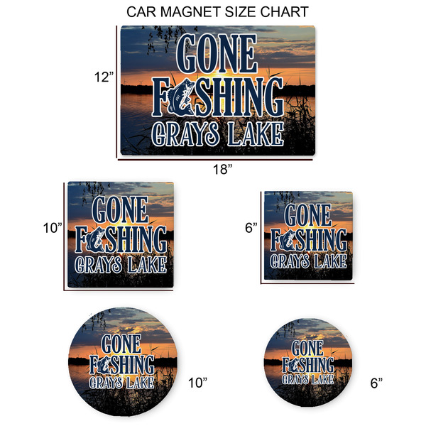 Gone Fishing Car Magnets - SIZE CHART