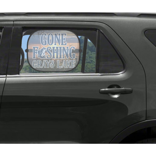 Gone Fishing Car Sun Shade Black - In Car Window