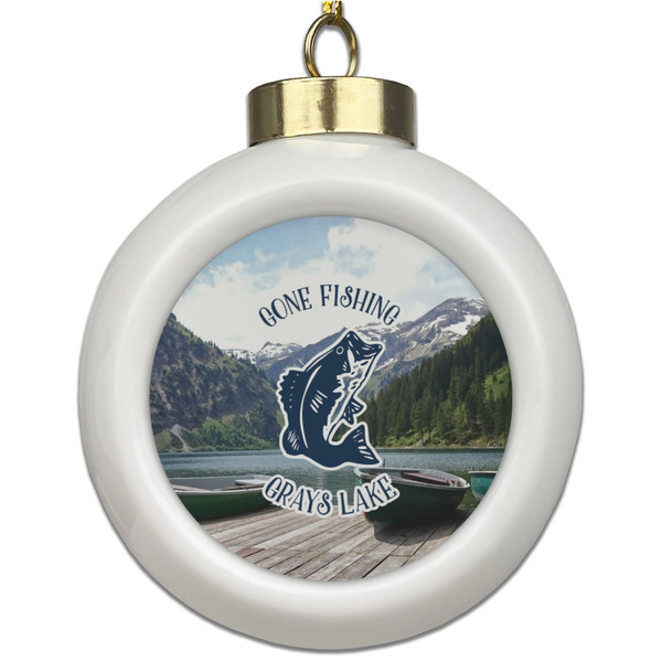 Custom Gone Fishing Ceramic Ball Ornament (Personalized)