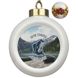 Gone Fishing Ceramic Ball Ornaments - Poinsettia Garland (Personalized)