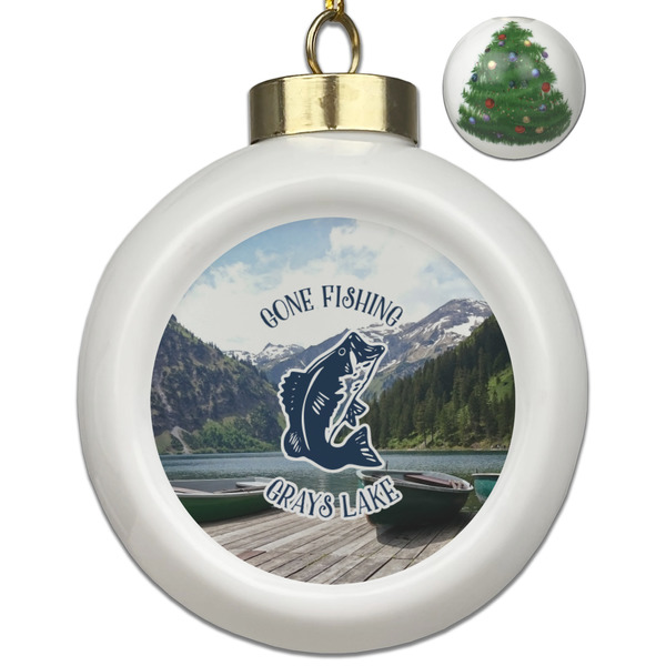 Custom Gone Fishing Ceramic Ball Ornament - Christmas Tree (Personalized)