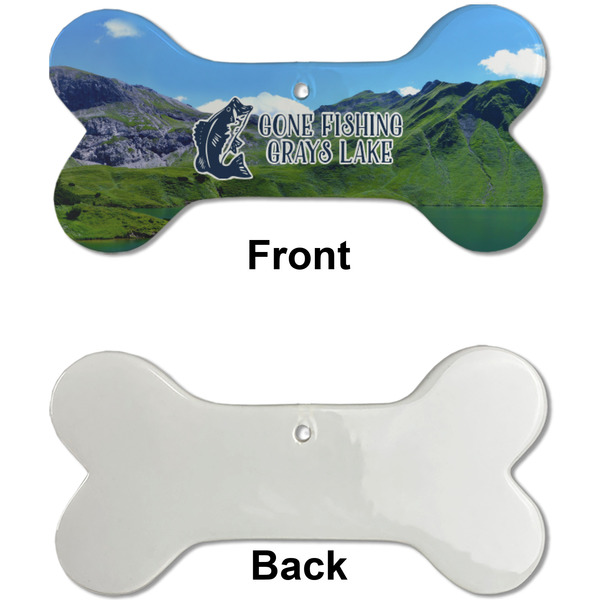 Gone Fishing Ceramic Flat Ornament - Bone Front & Back Single Print (APPROVAL)