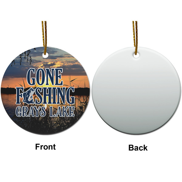 Gone Fishing Ceramic Flat Ornament - Circle Front & Back (APPROVAL)