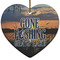 Gone Fishing Ceramic Flat Ornament - Heart (Front)
